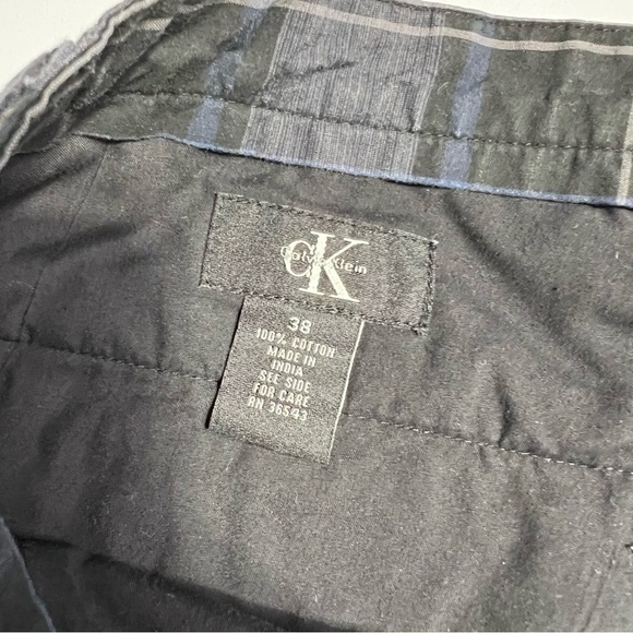 Calvin Klein Black and Gray Plaid Flat Front Shorts - Picture 2 of 6